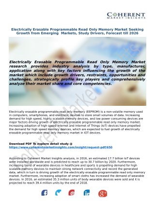 Electrically Erasable Programmable Read Only Memory Market Seeking Growth from Emerging Markets, Study Drivers, Forecas