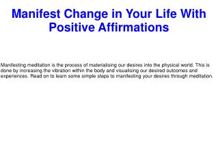 Manifest Change in Your Life With Positive Affirmations