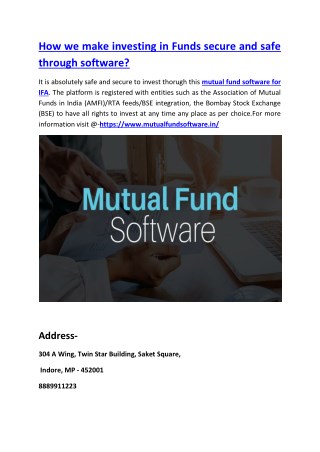 How we make investing in Funds secure and safe through software?