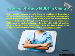 Causes of Study MBBS in China