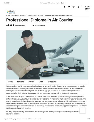 Professional Diploma in Air Courier -istudy