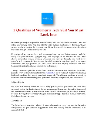 5 Qualities of Women’s Tech Suit You Must Look Into