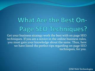 What Are the Best On-Page SEO Techniques?