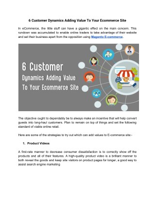 6 Customer Dynamics Adding Value To Your Ecommerce Site