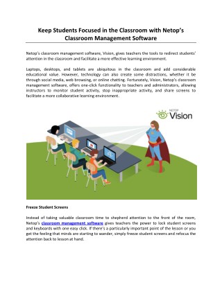 Keep Students Focused in the Classroom with Netop’s Classroom Management Software