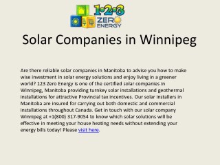 Best Solar Companies in Winnipeg