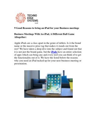 9 Good Reasons to bring an iPad for your Business meetings