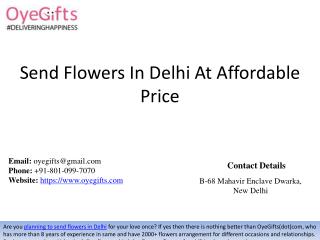 Send Flowers In Delhi At Affordable Price