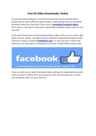 Free Fb Video Downloader Online