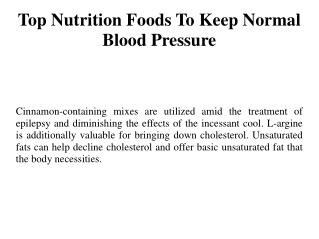 Top Nutrition Foods To Keep Normal Blood Pressure