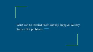 What can be learned From Johnny Depp & Wesley Snipes IRS problems