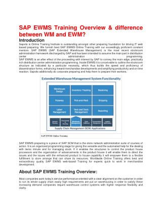 SAP EWM Training Material PDF