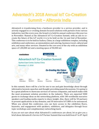 Advantech’s 2018 Annual IoT Co-Creation Summit - Alltronix