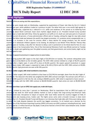 Mcx daily report 12 dec