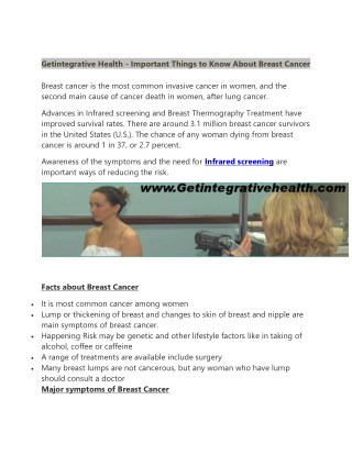 Getintegrative Health - Important Things to Know About Breast Cancer