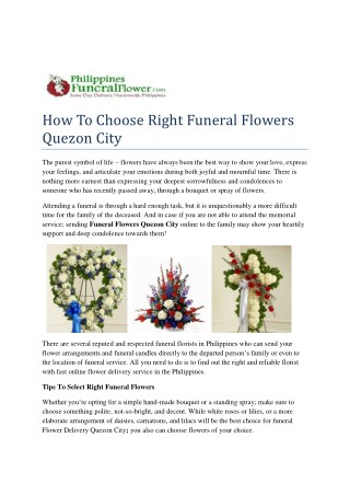 Funeral Flowers Quezon City