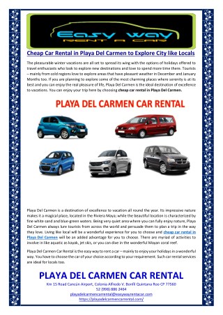 Cheap Car Rental in Playa Del Carmen to Explore City like Locals