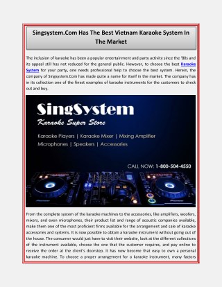 Singsystem.Com Has The Best Vietnam Karaoke System In The Market