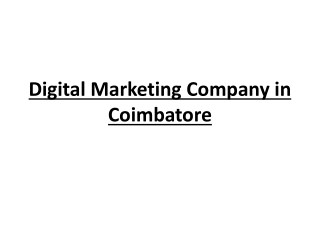 Digital Marketing Training and Company in Coimbatore