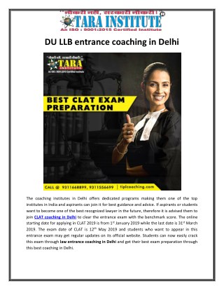 DU LLB entrance coaching in Delhi