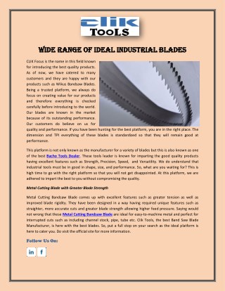 Find the Wide Range of Ideal Industrial Blades at Bandsaw Cliktools - Steel CLIK