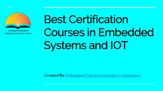 Professional Training Institute - Best Certification Courses in Embedded Systems and IOT