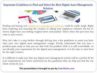 Important Guidelines to Find and Select the Best Digital Asset Management Solution