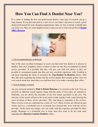 How You Can Find A Dentist Near Youz
