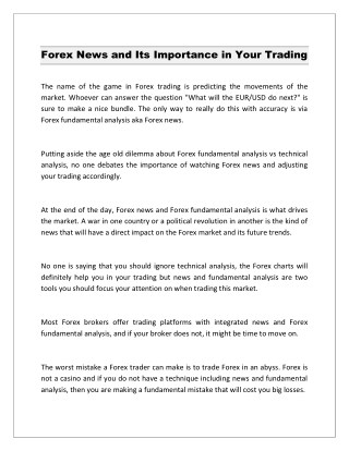 Forex News and Its Importance in Your Trading