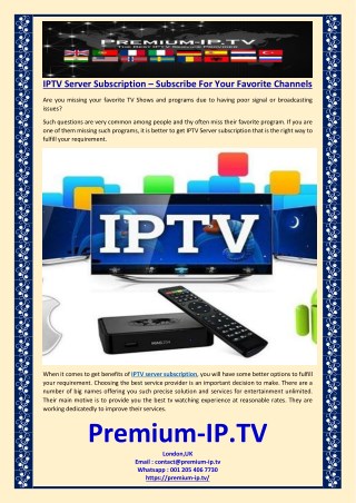 IPTV Server Subscription – Subscribe For Your Favorite Channels