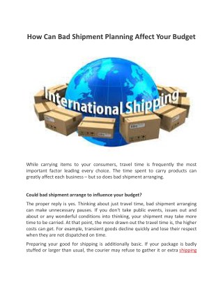 How Can Bad Shipment Planning Affect Your Budget