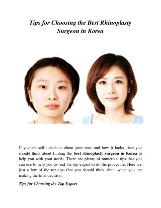 Tips For Choosing The Best Rhinoplasty Surgeon In Korea