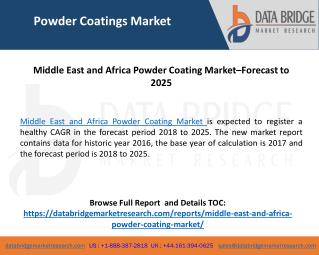 Middle East and Africa Powder Coating Market– Industry Trends and Forecast to 2025