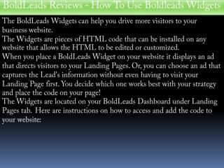 BoldLeads Reviews - How To Use Boldleads Widgets