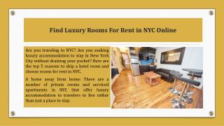 Find Luxury Rooms For Rent in NYC Online