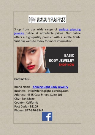 Buy Surface Piercing Jewelry at Shininglight-piercing.com