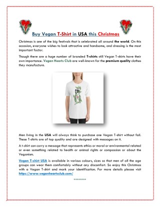 Buy Vegan T-Shirt in USA this Christmas Season