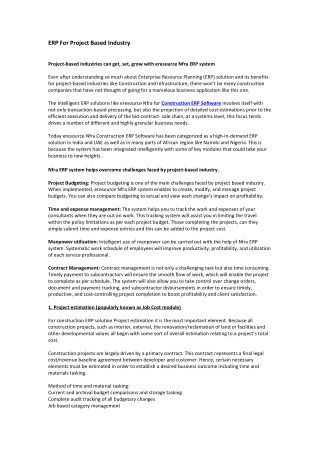ERP For Project Based Industry