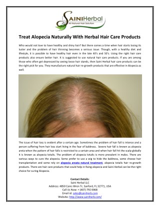 Treat Alopecia Naturally With Herbal Hair Care Products