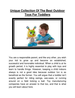 Unique Collection Of The Best Outdoor Toys For Toddlers
