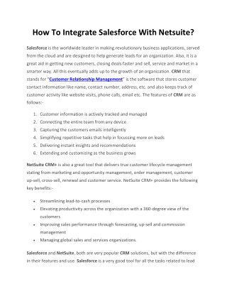 How To Integrate Salesforce With Netsuite?