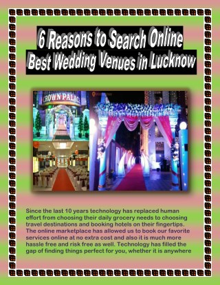 6 Reasons to Search Online Best Wedding Venues in Lucknow