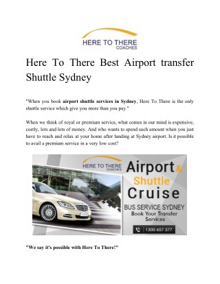 Here To There Best Airport transfer Shuttle Sydney