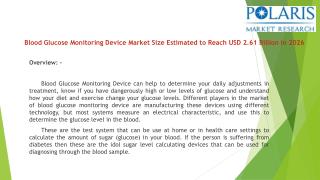 Blood Glucose Monitoring Device Market