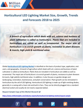 Horticultural LED Lighting Market Size, Growth, Trends and Forecasts 2018 to 2025