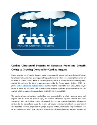 High Cost is the Biggest Barrier to Achieving Full Cardiac Ultrasound Systems Market Potential