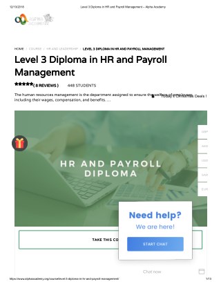 Level 3 Diploma in HR and Payroll Management - Alpha Academy