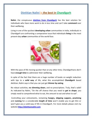 Best Dietitian in Chandigarh- Dietitian Nalini