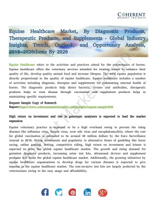 Equine Healthcare Market, By Diagnostic Products, and Supplements - Global Industry Insights, Trends, and Opportunity An
