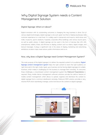 Why Digital Signage System needs a Content Management Solution